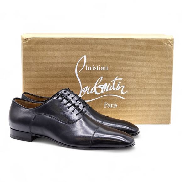 Christian Louboutin Greggo Leather Oxford Shoes Black EU 40.5 US 7.5 - $995 NWB